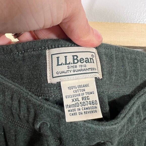 L.L. Bean Organic Cotton Pajama Pants Size XXL Green Lounge Drawstring Comfy - Picture 3 of 9